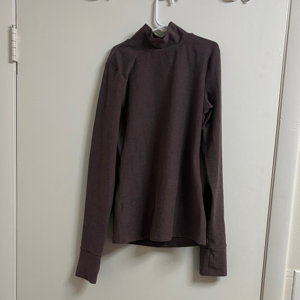 Beyond Yoga Featherweight Moving On Pullover Long Sleeve Mock Neck Top  Brown XS